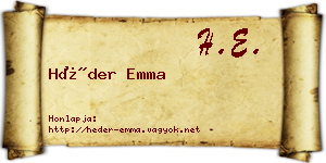 Héder Emma névjegykártya