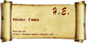Héder Emma névjegykártya